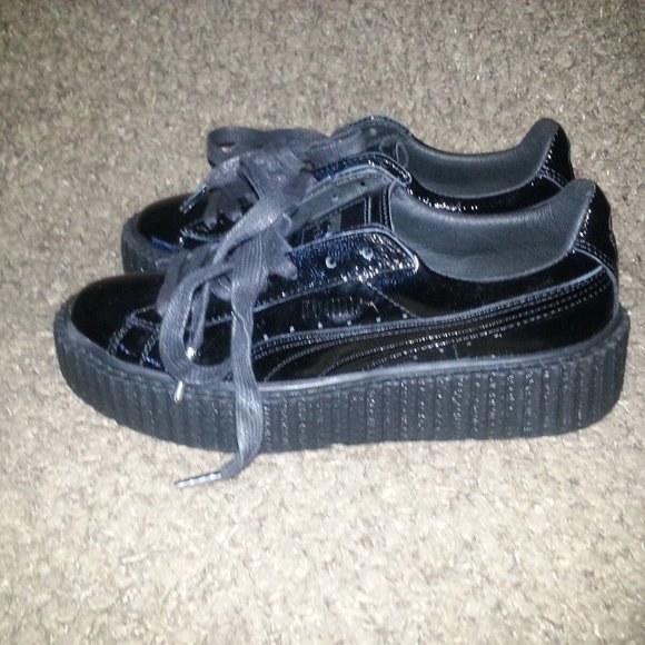 FENTY-PUMA by Rihanna Black Creeper-Crinkled Patent Leather-Sz 6-NWT - Picture 2 of 6